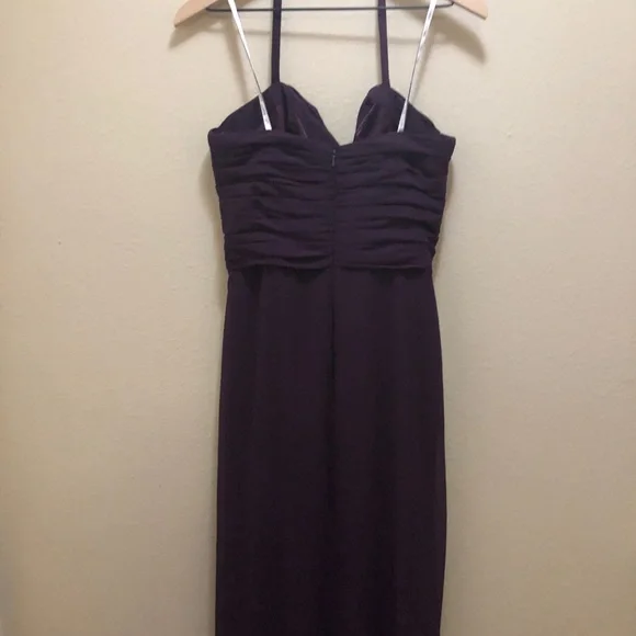 Monique Lhuillier Strapless Chiffon Gown Purple 12 - Picture 5 of 15